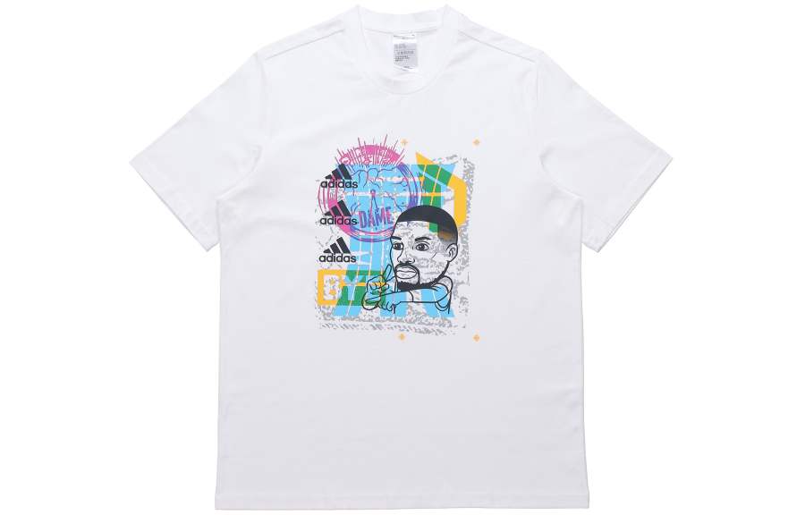 Adidas Adidas T Shirts Men's White Crew Neck Moderate Straight Fit