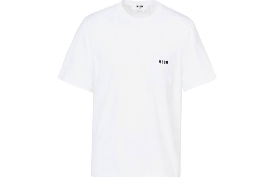 MSGM MSGM T Shirts Men's White Crew Neck Moderate Straight Fit