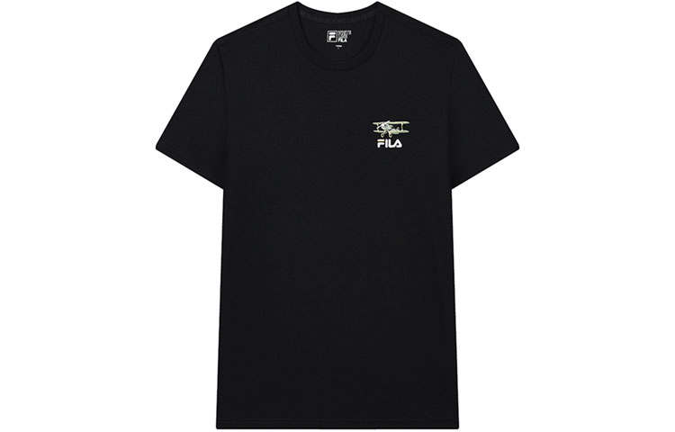 FILA T Shirts Men's Black Crew Neck Moderate Straight Fit