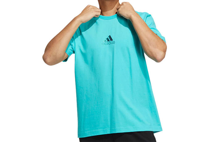 Adidas Adidas T Shirts Men's Light Blue Crew Neck Moderate Straight Fit
