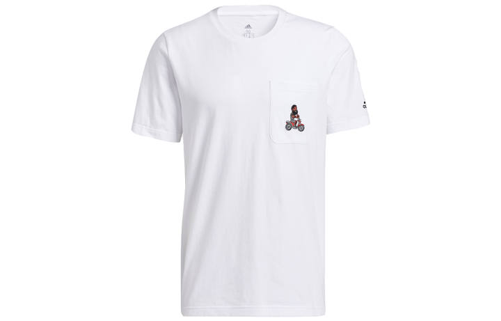 Adidas Adidas T Shirts Men's White Crew Neck Moderate Straight Fit