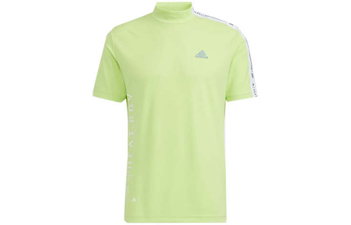 Adidas Adidas T Shirts Men's Green Stand Collar Moderate Straight Fit