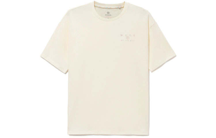 Li-Ning Li Ning T Shirts Men's Beige Crew Neck Moderate Straight Fit