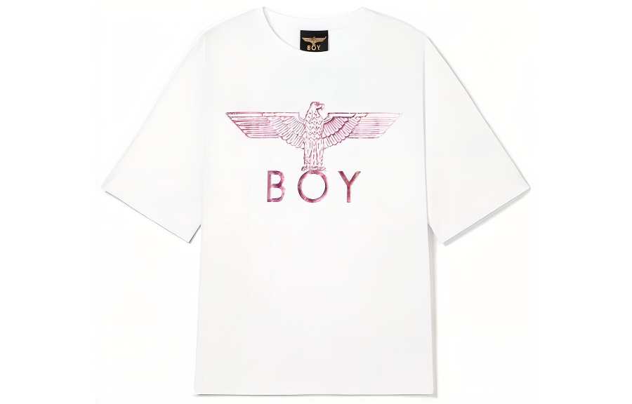 Boy London T Shirts Men's White Crew Neck Moderate Straight Fit