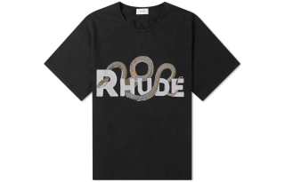 RHUDE T Shirts Men's Black Crew Neck Moderate Straight Fit
