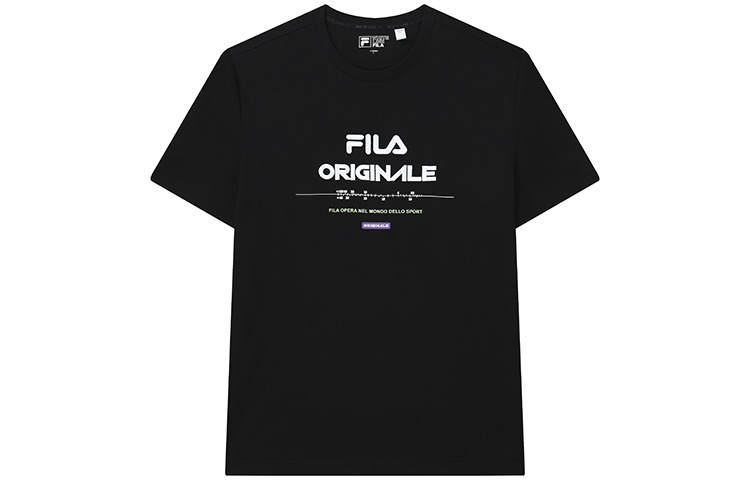 FILA T Shirts Men's Jet Black Crew Neck Moderate Straight Fit
