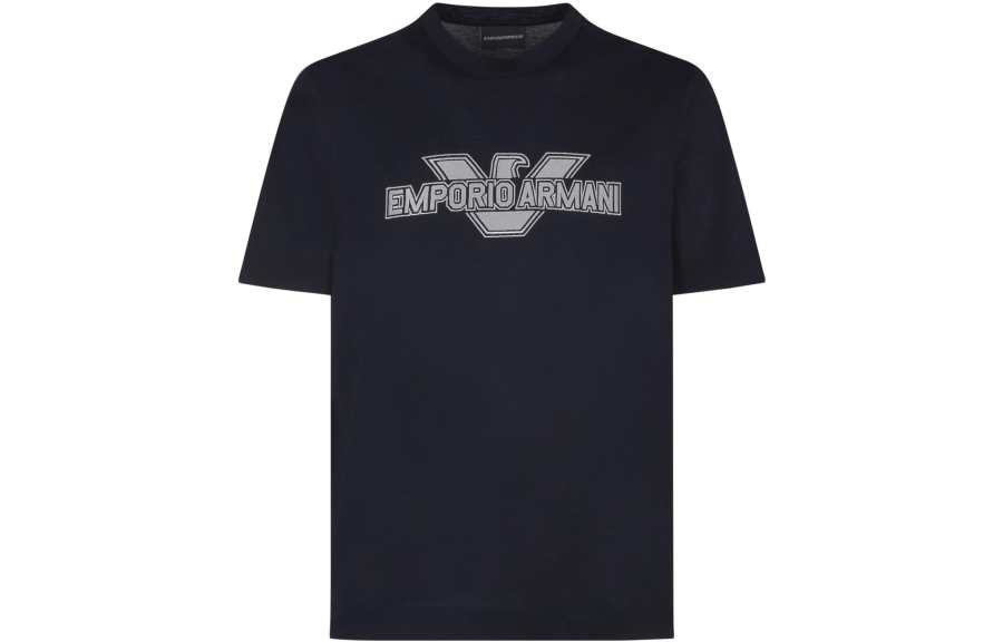 EMPORIO ARMANI T Shirts Men's Navy Crew Neck Moderate