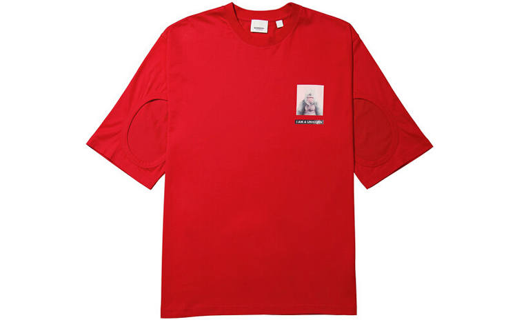 Burberry T Shirts Men's Red Crew Neck Moderate