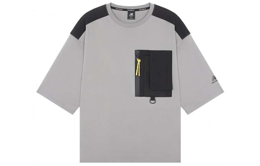 New Balance New Balance T Shirts Men's Gray Crew Neck Moderate Straight Fit