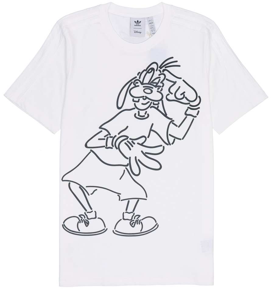 Adidas Originals Adidas X Disney Men's Retro Goofy Print Striped T-Shirt White