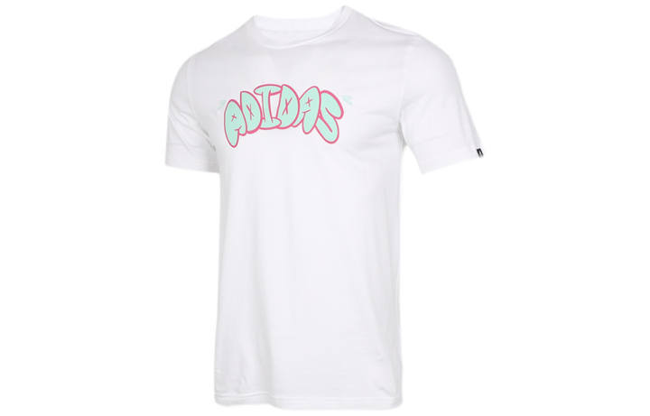 Adidas Adidas T Shirts Men's White Crew Neck Moderate Straight Fit
