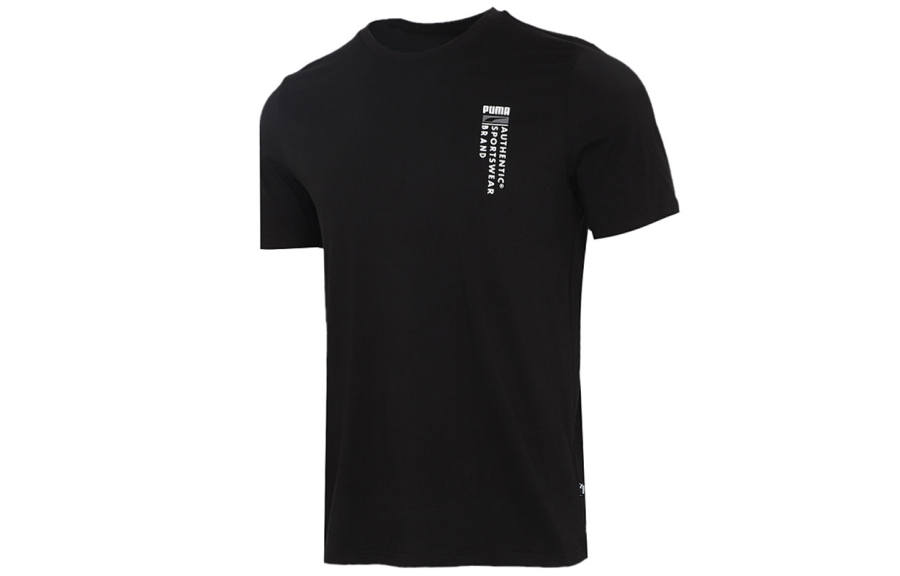 PUMA T Shirts Men's Black Crew Neck Moderate Straight Fit