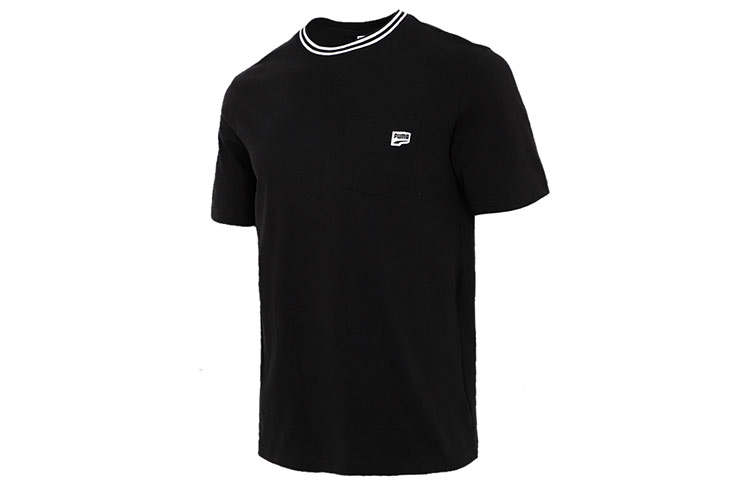 PUMA Downtown T Shirts Men's Black Crew Neck Moderate Straight Fit