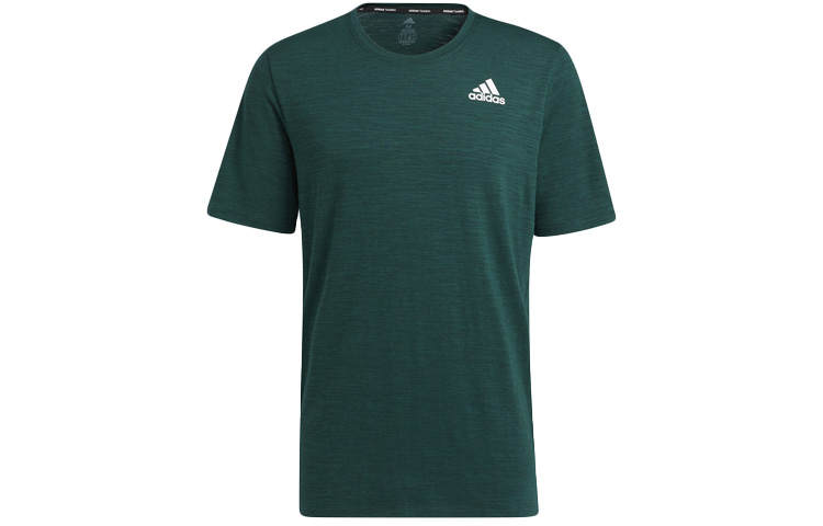 Adidas Adidas T Shirts Men's Dark Green Crew Neck Moderate Straight Fit