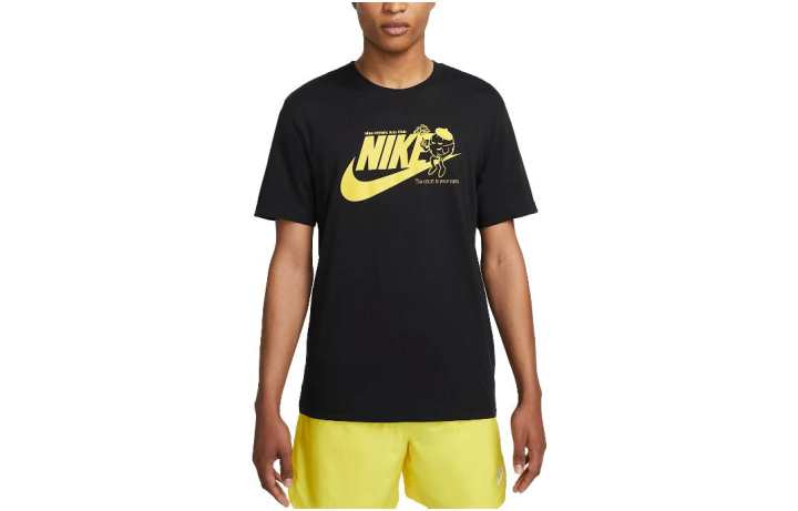 Nike Nike T Shirts Men's Black Crew Neck Moderate Straight Fit
