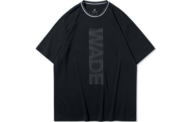 Li-Ning Li Ning T Shirts Men's Black Crew Neck Moderate Straight Fit