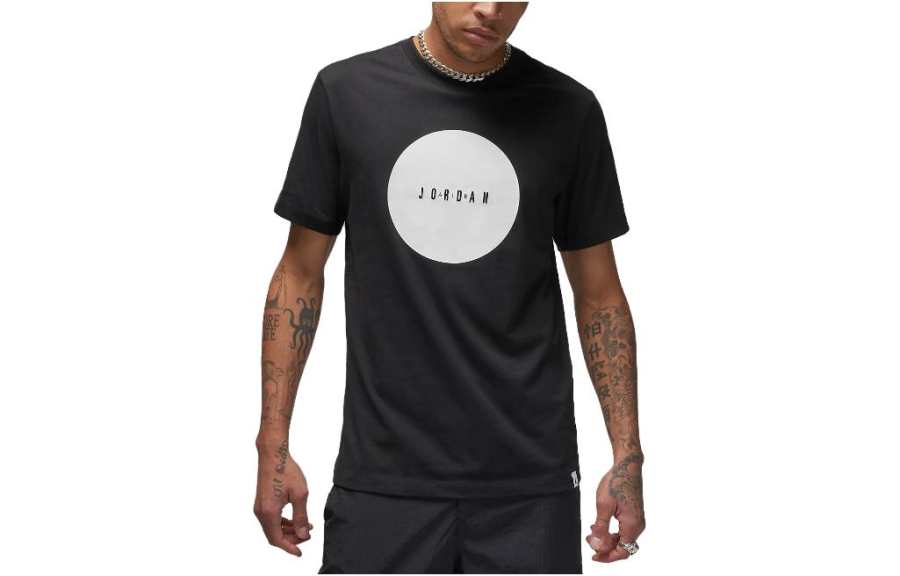 Jordan Jordan T Shirts Men's Black Crew Neck Moderate Straight Fit