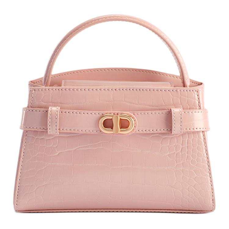 CHARLES&KEITH Pu Kelly Bag, Shoulder Bag, Crossbody Bag, Handbag Small Women's Pink