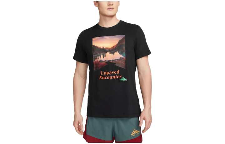 Nike Nike T Shirts Men's Black Crew Neck Moderate Straight Fit