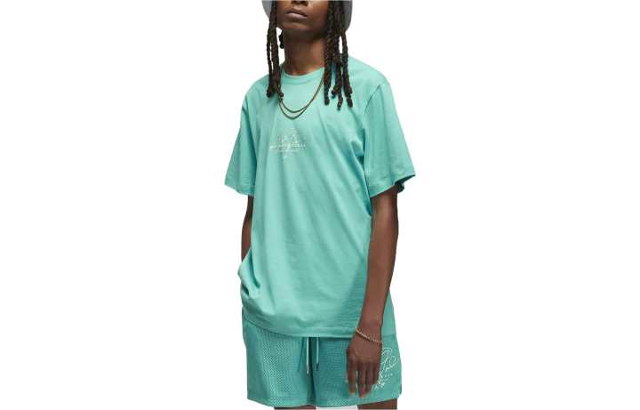 Jordan Jordan T Shirts Men's Green Crew Neck Moderate Straight Fit