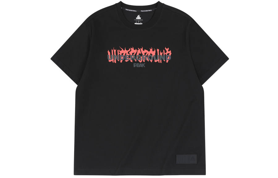 PEAK Crew Neck Fitted Straight Fit Short Sleeved T Shirt Men's Black