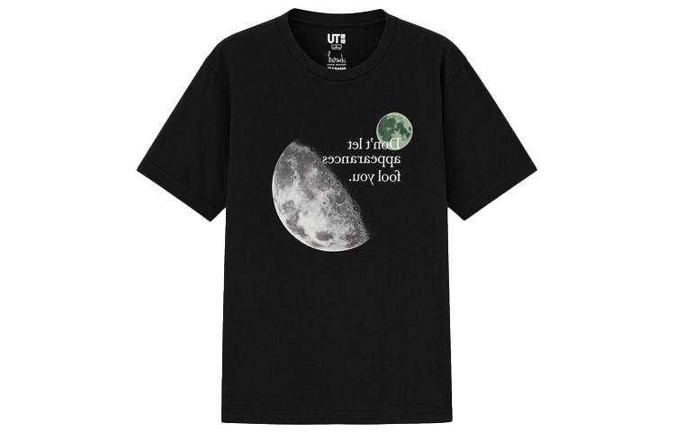UNIQLO T Shirts Unisex Black Crew Neck Moderate