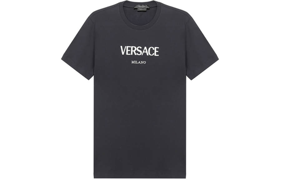 VERSACE VERSACE T Shirts Men's Navy Crew Neck Moderate