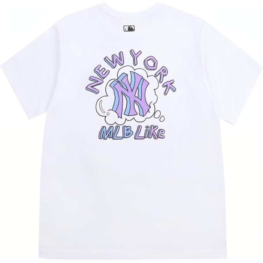 MLB New York Yankees T Shirts Unisex White Crew Neck Moderate