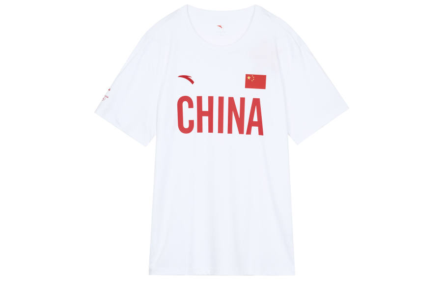 ANTA National Flag T Shirts Unisex White Crew Neck Moderate Straight Fit