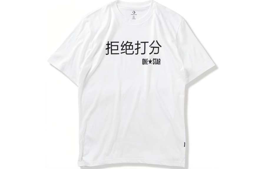 Converse T Shirts Men's White Crew Neck Moderate Straight Fit