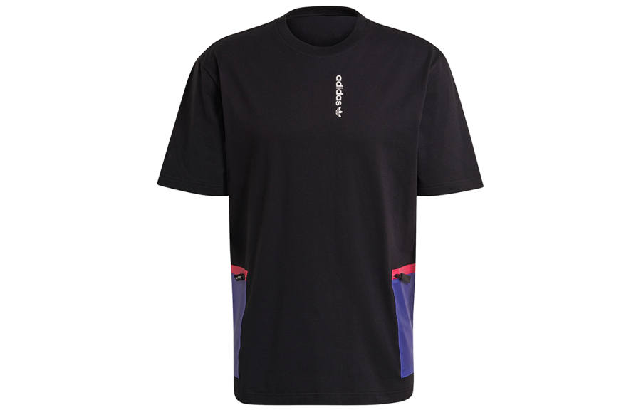 Adidas Originals T Shirts Men's Black Crew Neck Moderate Straight Fit