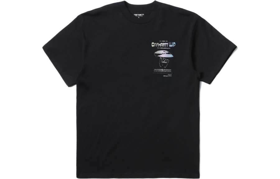 Carhartt WIP T Shirts Men's Black Crew Neck Moderate Straight Fit