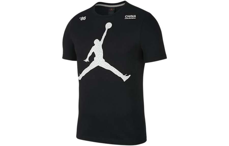 Jordan Jordan T Shirts Men's Black Crew Neck Moderate Straight Fit