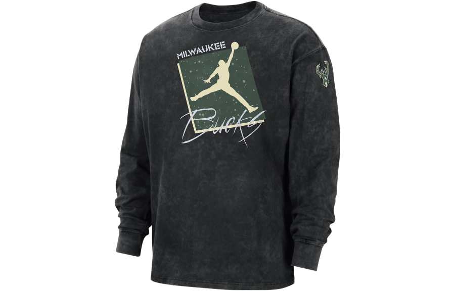 Nike Jordan Nba Milwaukee Bucks Courtside L/S Loose Fit T shirt
