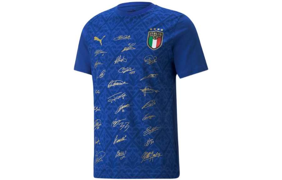 PUMA Italy National Team T Shirts Men's Blue Crew Neck Moderate Straight Fit