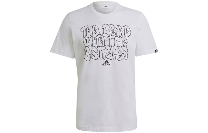 Adidas Adidas T Shirts Men's White Crew Neck Moderate Straight Fit
