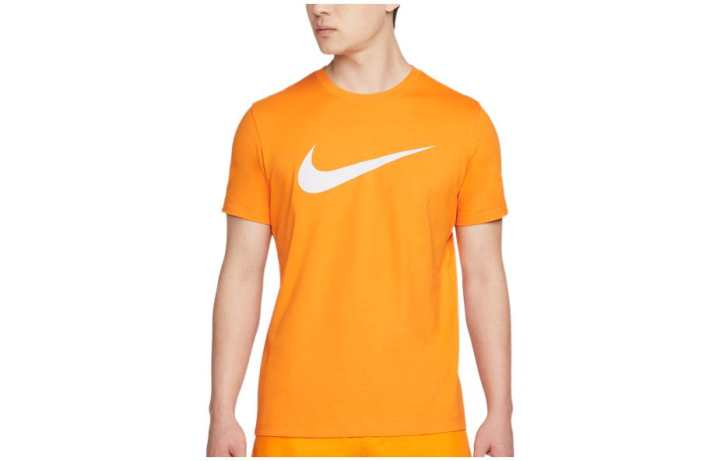 Nike Nike T Shirts Men's Orange Crew Neck Moderate Straight Fit