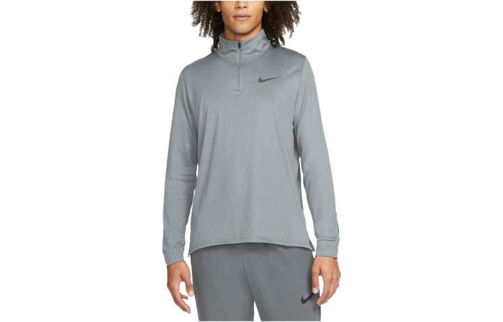 Nike Nike Dri Fit T Shirts Men's Smoke Gray Stand Collar Moderate Straight Fit