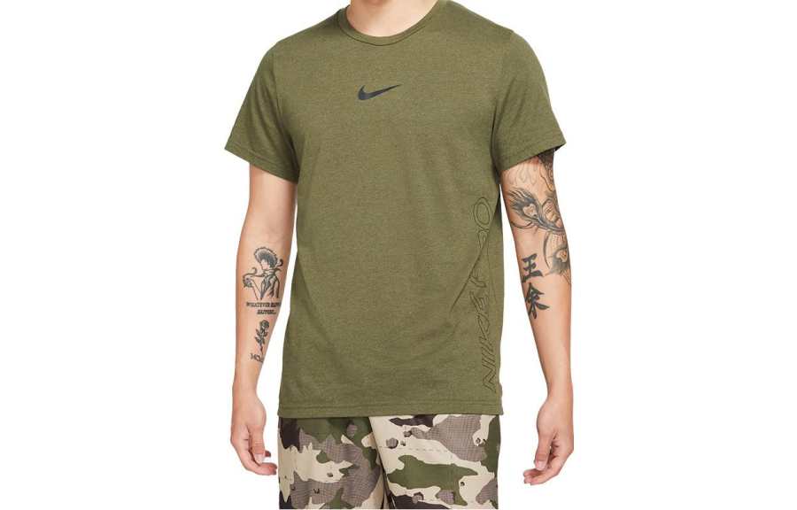 Nike Nike Dri Fit T Shirts Men's Green Crew Neck Moderate Straight Fit