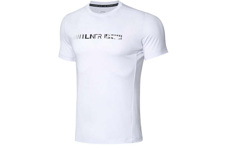Li-Ning Li Ning T Shirts Men's White Crew Neck Moderate Straight Fit
