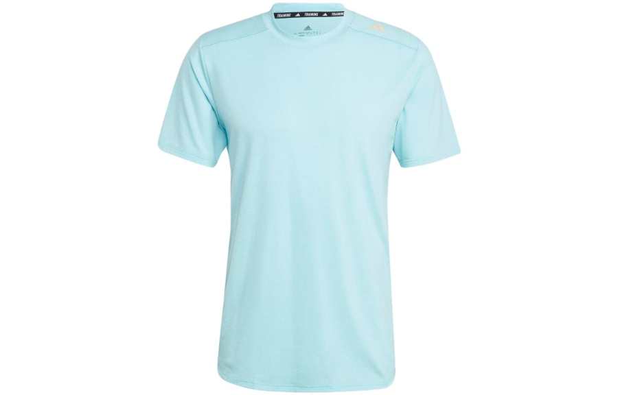 Adidas Adidas D4T T Shirts Men's Blissful Blue Crew Neck Moderate Straight Fit