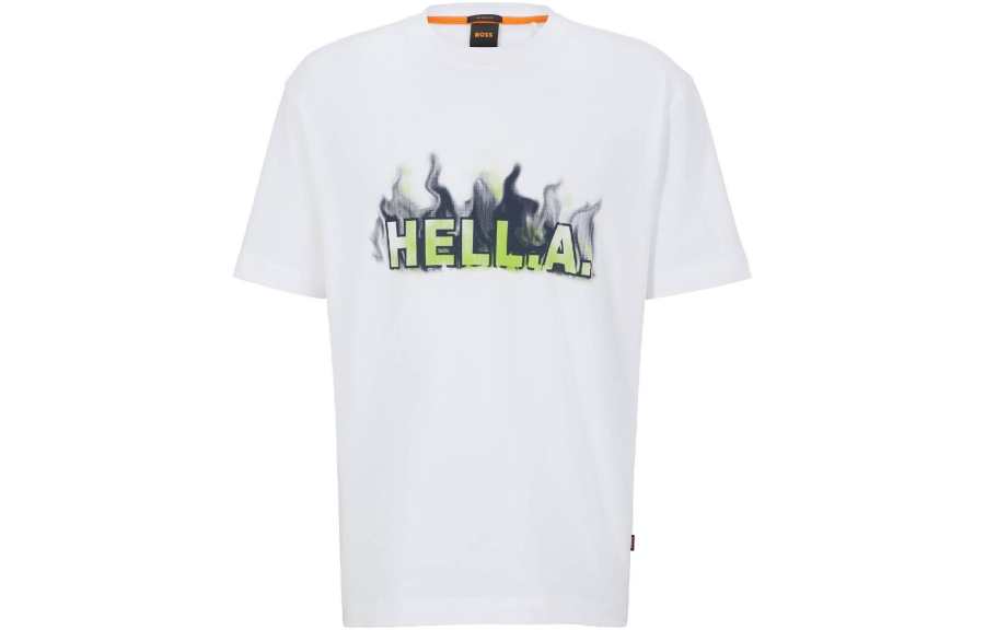 HUGO BOSS T Shirts Men's White Crew Neck Moderate Straight Fit