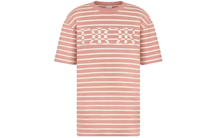 DIOR Quarterly New Products T Shirts Men's Pink Crew Neck Moderate Straight Fit