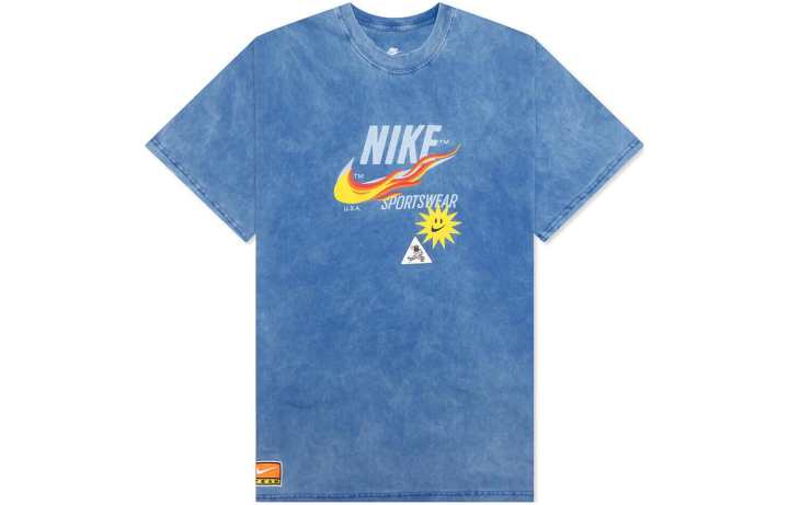 Nike Nike T Shirts Men's Blue Crew Neck Moderate Straight Fit
