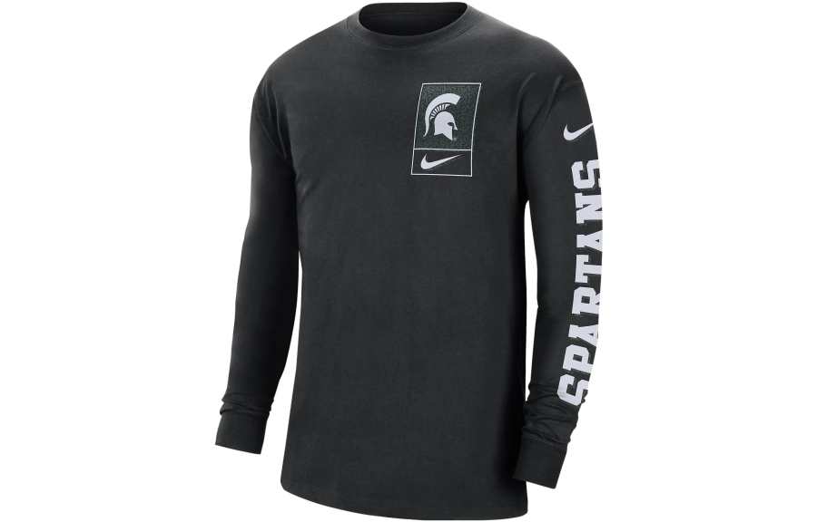 Nike Nike College T Shirts Men's Black Crew Neck Moderate Straight Fit