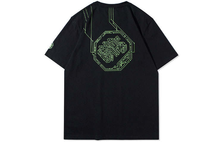 Li-Ning Li Ning T Shirts Men's Black Crew Neck Moderate Straight Fit
