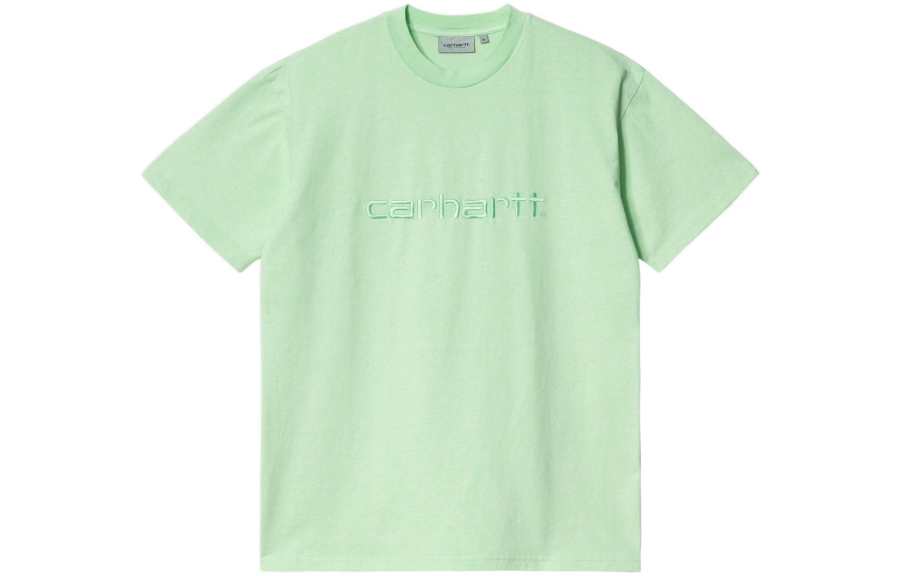 Carhartt WIP T Shirts Men's Green Crew Neck Moderate Straight Fit