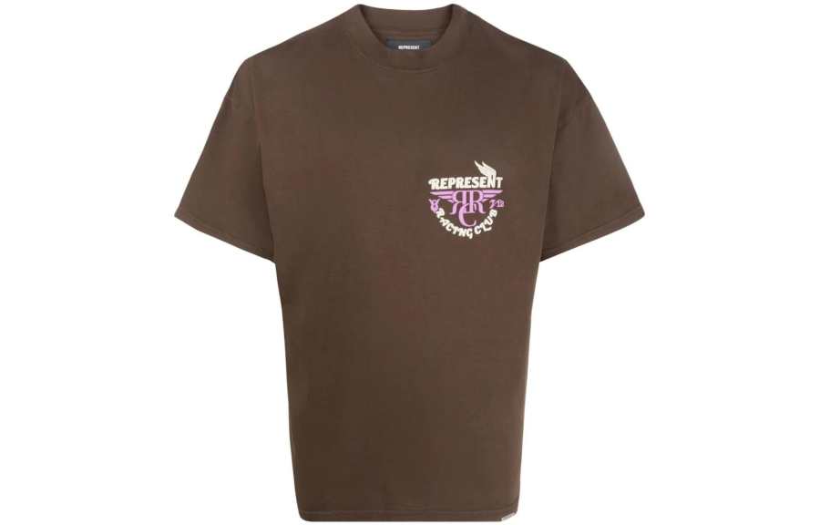REPRESENT REPRESENT T Shirts Men's Brown Crew Neck Moderate Straight Fit