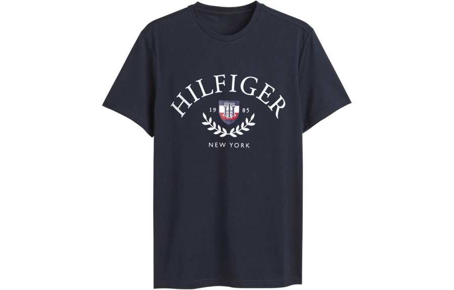Tommy Hilfiger T Shirts Men's Black Crew Neck Moderate
