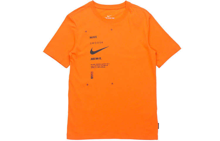 Nike Nike Sportswear Club T Shirts Men's Orange Crew Neck Moderate Straight Fit